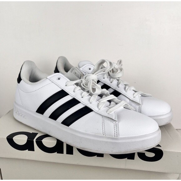 Adidas Grand Court 2.0 Women's GW9214‎ Size 7 White Black Tennis Shoes - Picture 1 of 8